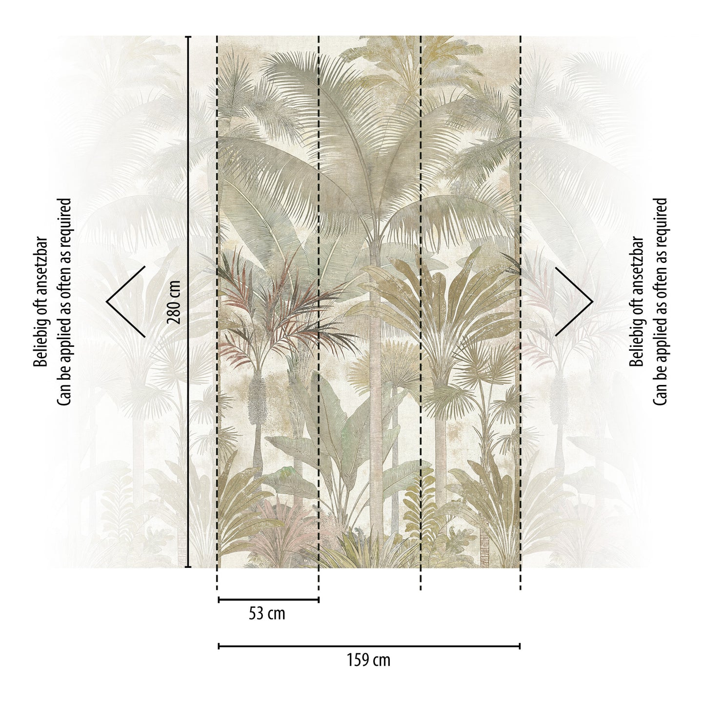 Fototapete Palmen Beige - 1,59 m x 2,80 m