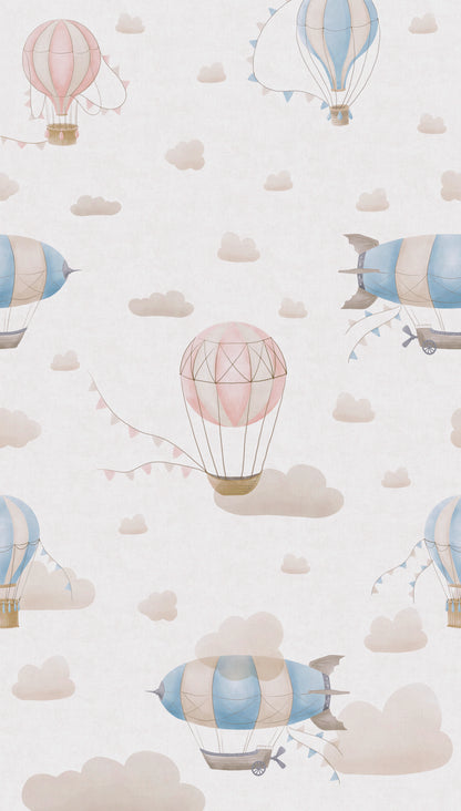 Fototapete Heißluftballon Pastellfarben - 1,59 m x 2,80 m