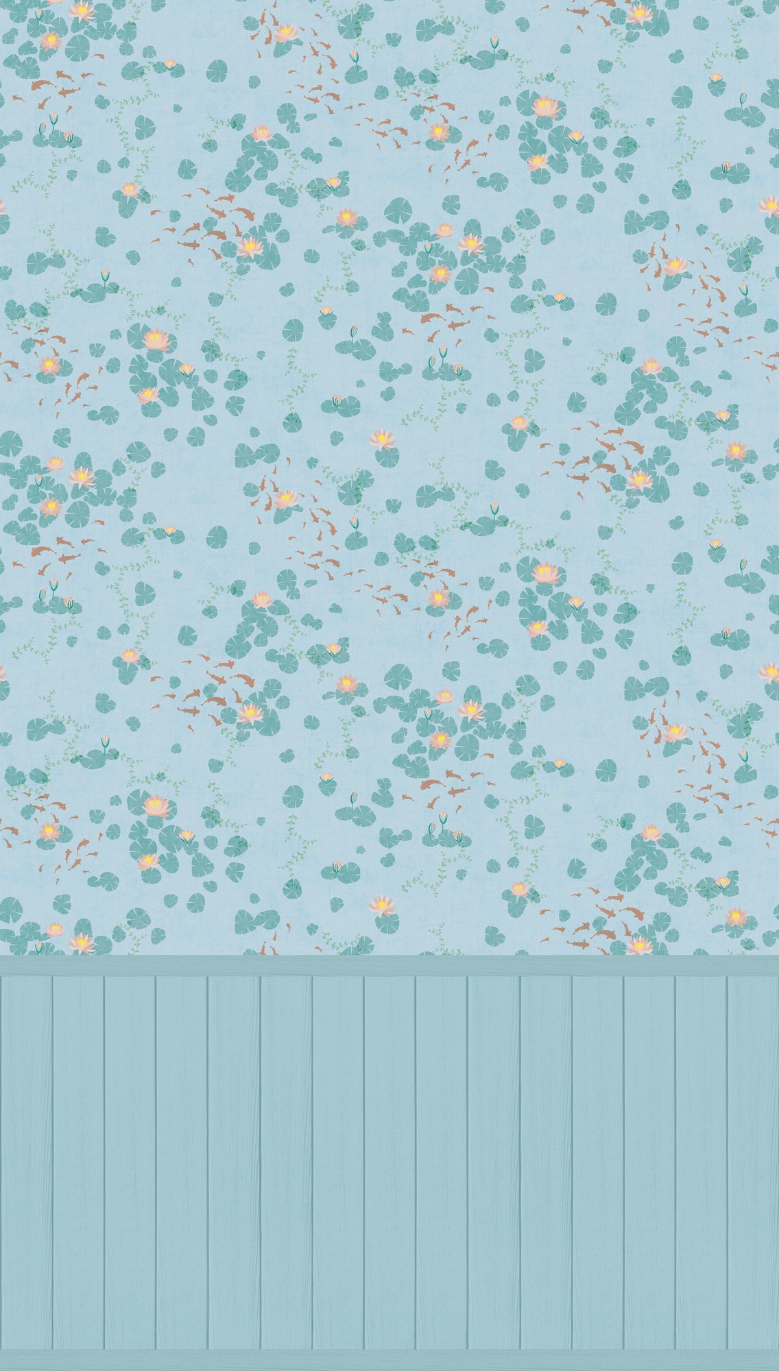Fototapete Wasserlilien Fische - 1,59 m x 2,80 m