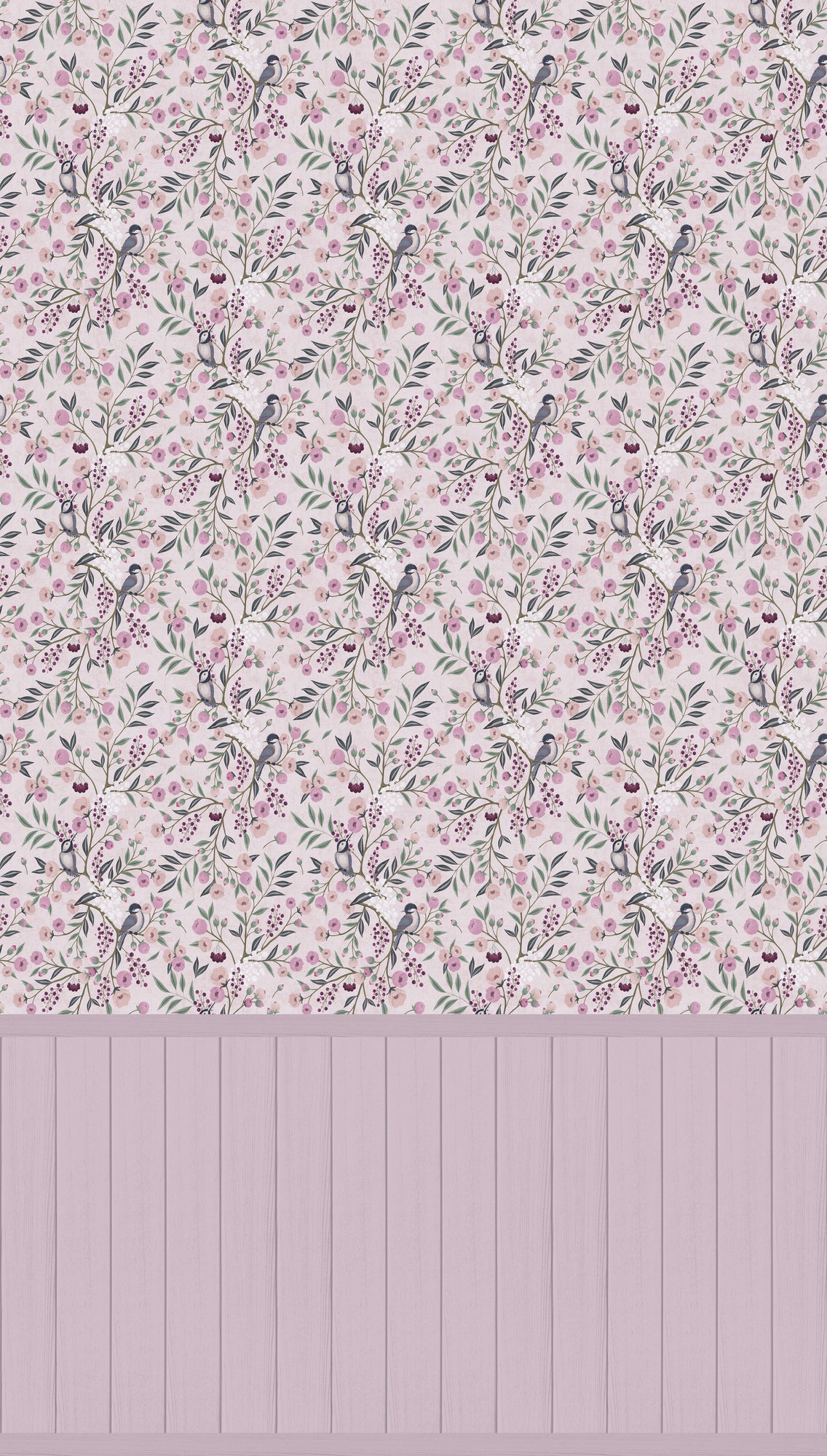 Fototapete Vögel Blüten - 1,59 m x 2,80 m