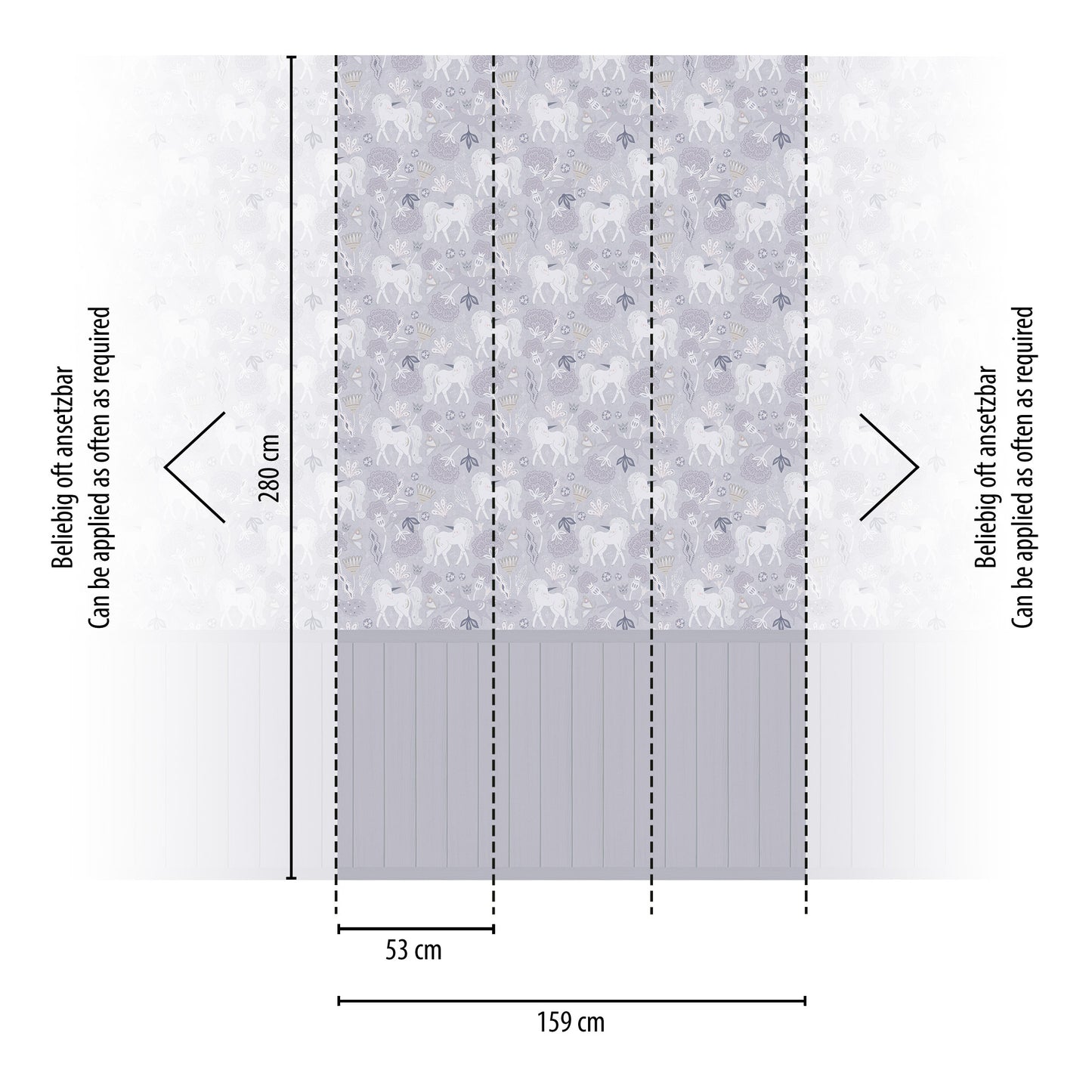 Fototapete Einhörner Blüten - 1,59 m x 2,80 m