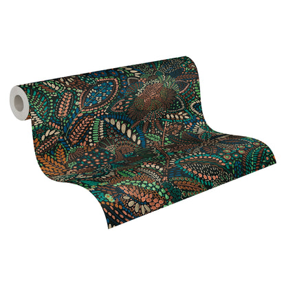 Mustertapete Florales Punkt-Mosaik Bunt - 10,05 m x 0,53 m