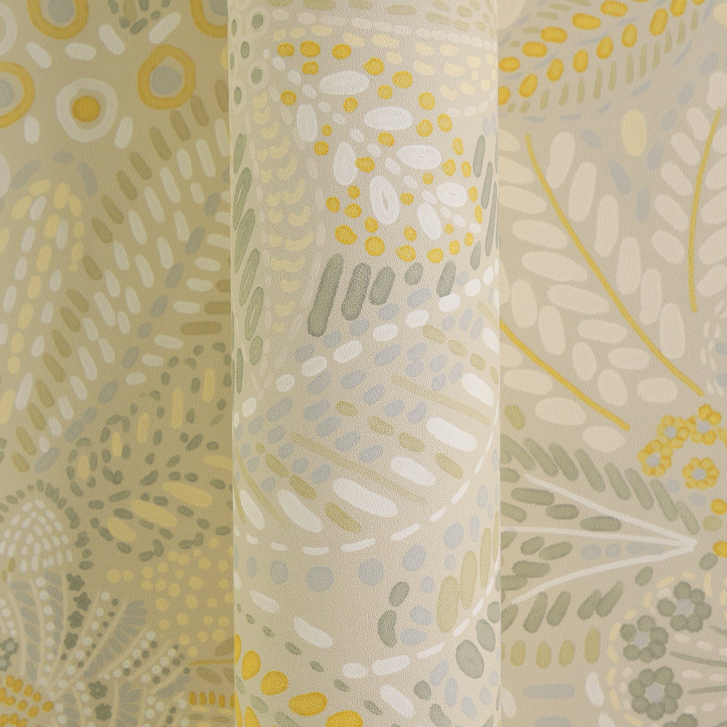Mustertapete Florales Mosaik Beige-Ocker - 10,05 m x 0,53 m