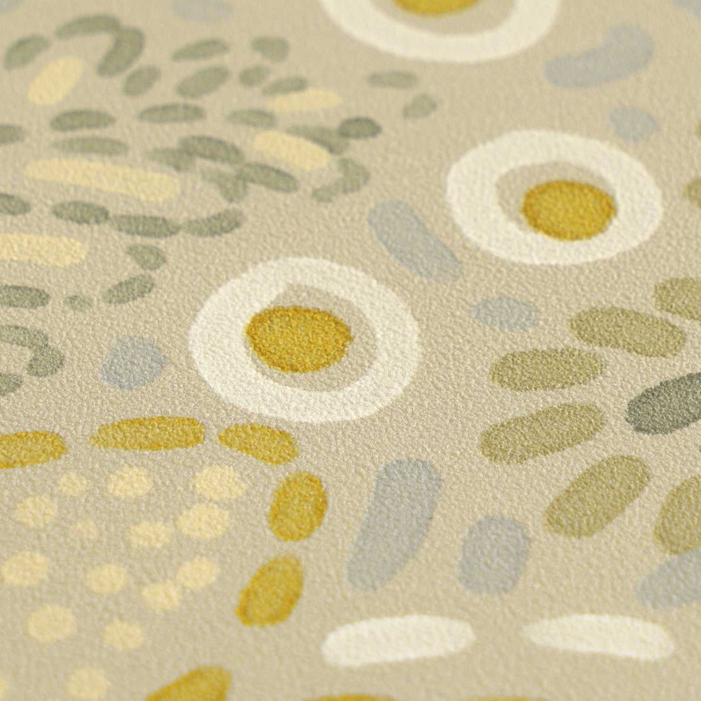 Mustertapete Florales Mosaik Beige-Ocker - 10,05 m x 0,53 m