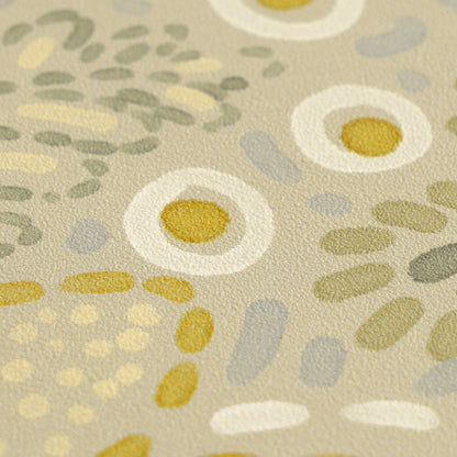 Mustertapete Florales Mosaik Beige-Ocker - 10,05 m x 0,53 m
