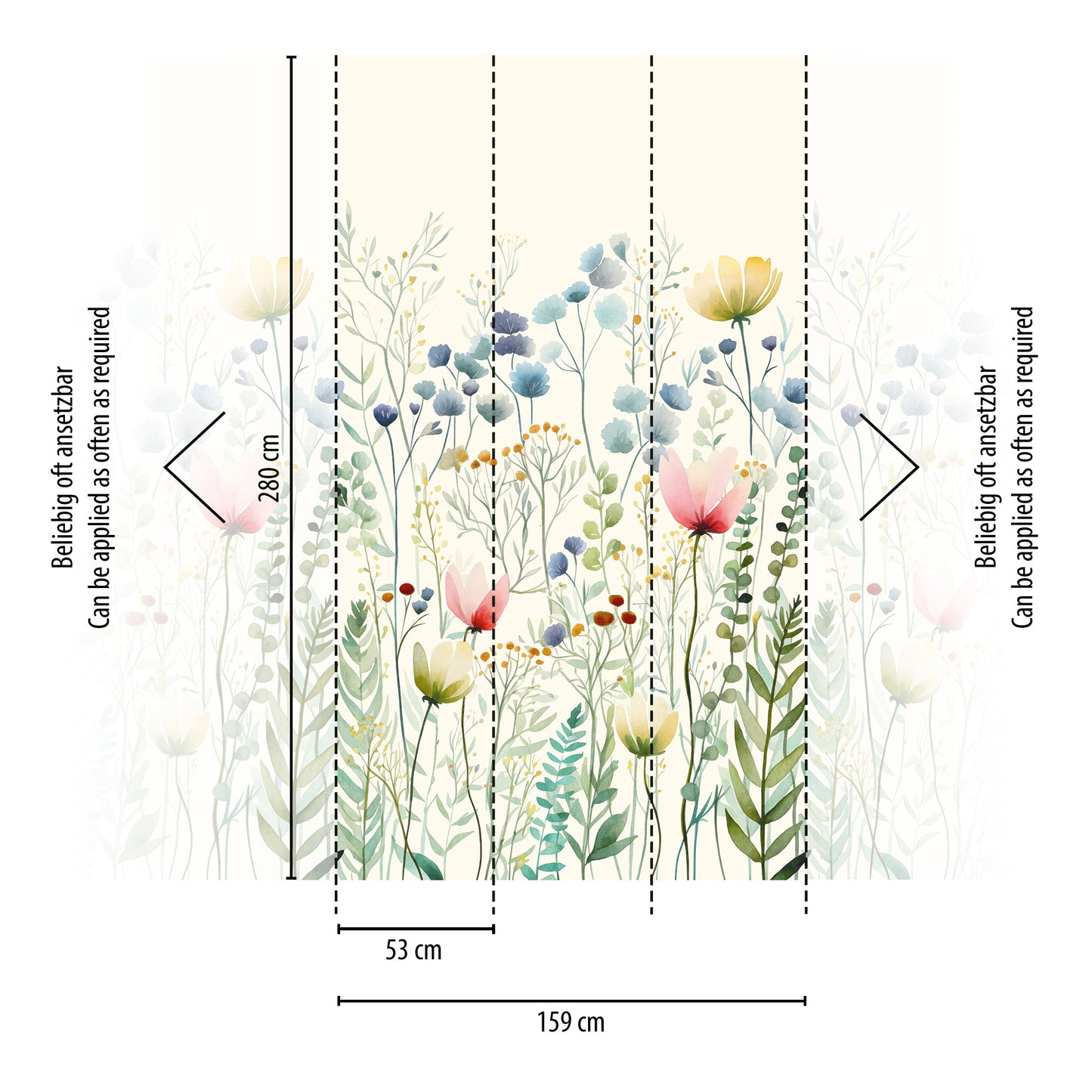 Fototapete Wiesenblumen Bunt - 1,59 m x 2,80 m