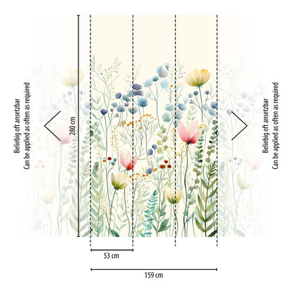 Fototapete Wiesenblumen Bunt - 1,59 m x 2,80 m