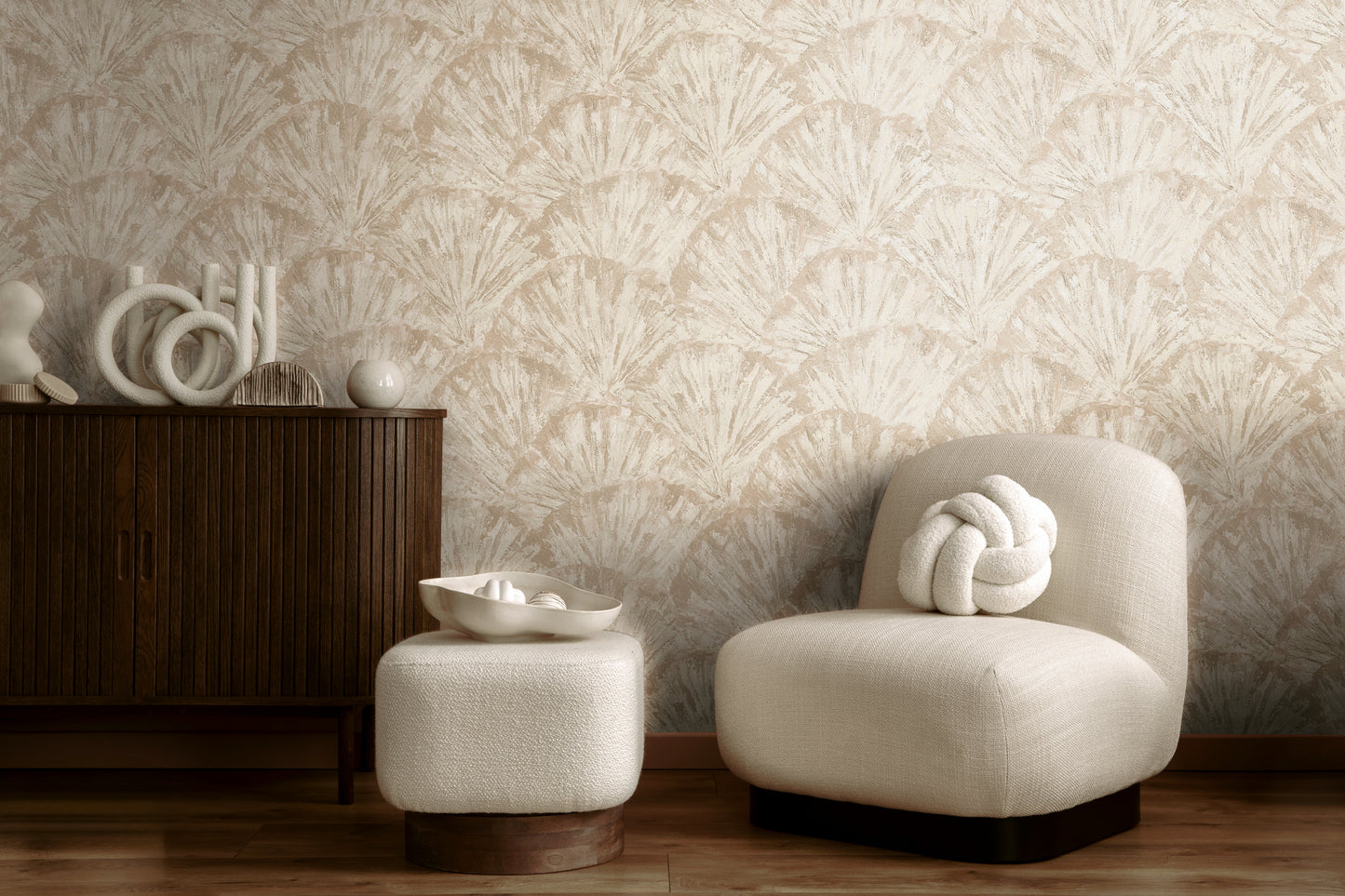 Livingwalls Metropolitan Stories Hot Spots Aiko - Ginkaku-Ji Abstrakt Creme - 10,05 m x 0,53 m