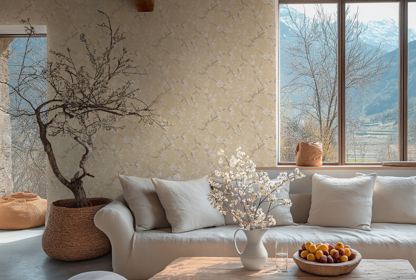 Livingwalls Metropolitan Stories Hot Spots Paula - Valle del Jerte Kirschblüten Beige - 10,05 m x 0,53 m