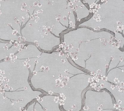 Livingwalls Metropolitan Stories Hot Spots Paula - Valle del Jerte Kirschblüten Grau - 10,05 m x 0,53 m