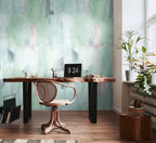 Fototapete Aquarell Grün Blau Rosa - 1,59 m x 2,80 m