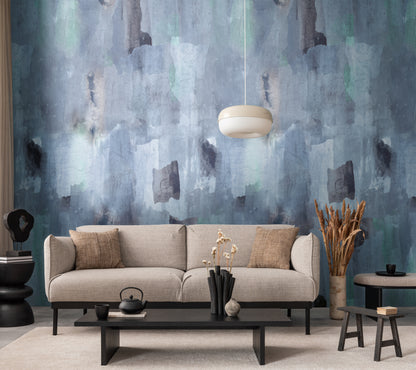 Fototapete Aquarell Grau Blau - 1,59 m x 2,80 m