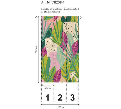 Fototapete Tropische Blätter Bunt - 1,59 m x 2,80 m