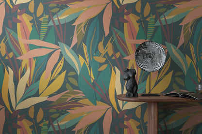 Livingwalls Anna D'Andrea  Blätter Blau Gelb - 10,05 m x 0,53 m