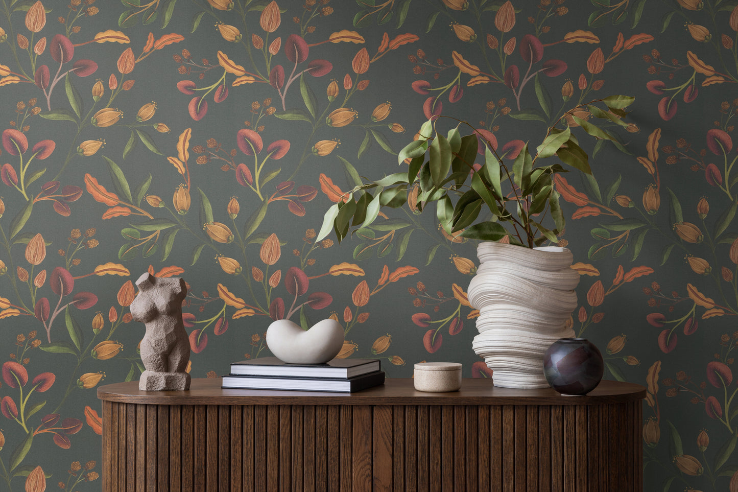 Livingwalls Anna D'Andrea  Floral Grün Rot - 10,05 m x 0,53 m