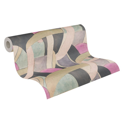 Mustertapete Abstrakte Formen Pastell Grau - 10,05 m x 0,53 m