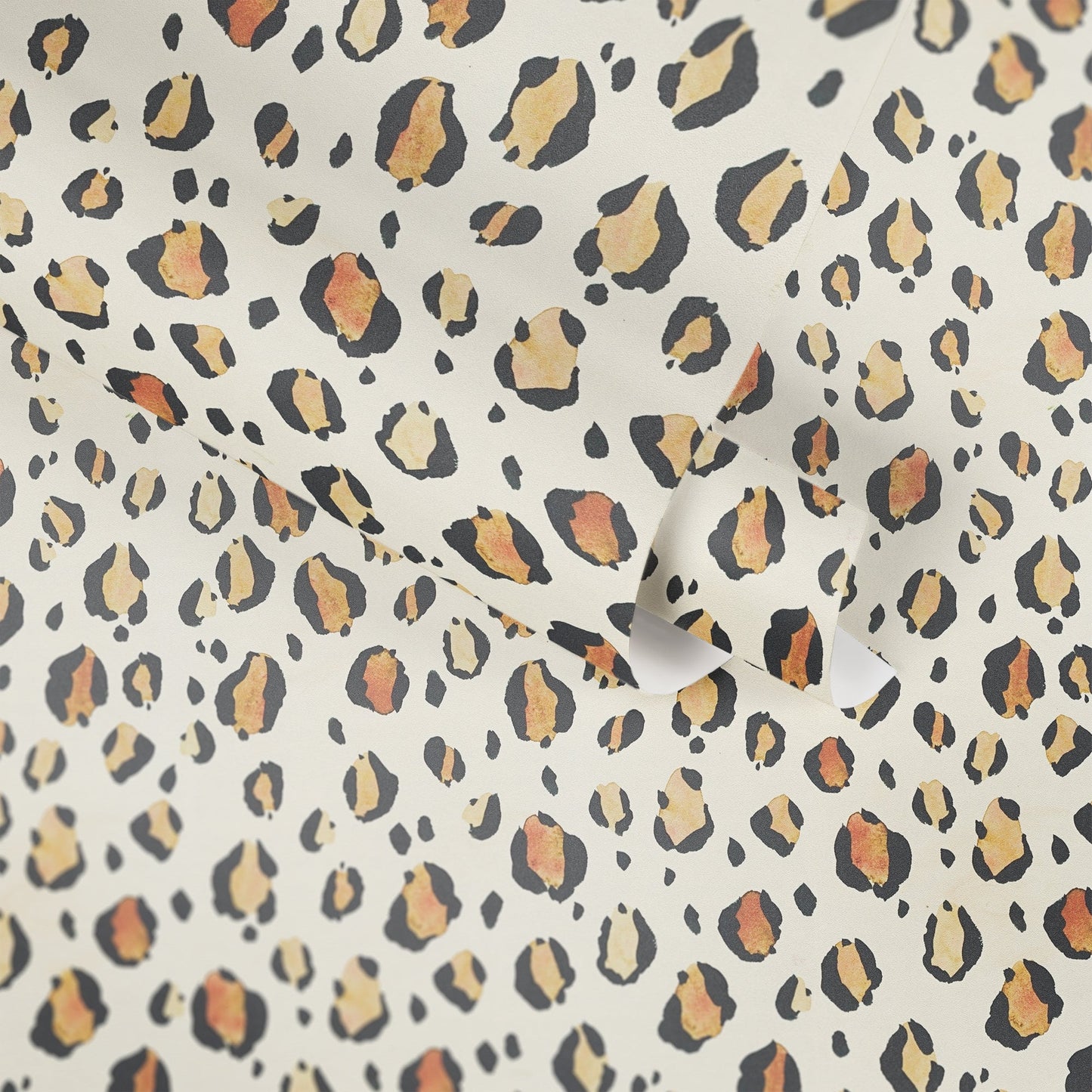 Mustertapete Leopardenmuster Beige Schwarz - 10,05 m x 0,53 m