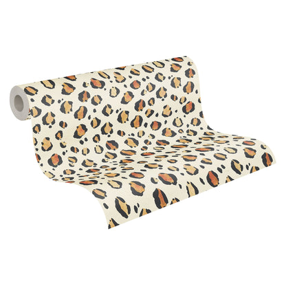 Mustertapete Leopardenmuster Beige Schwarz - 10,05 m x 0,53 m