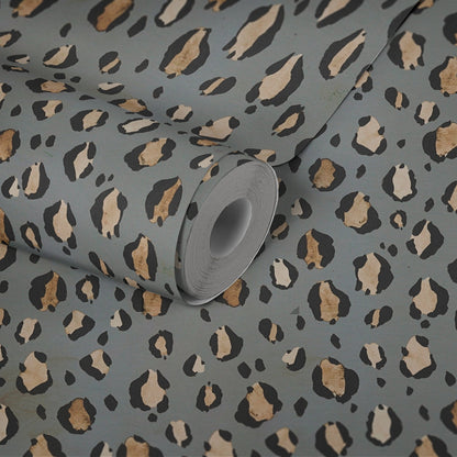 Mustertapete Leopardenmuster Grau Beige - 10,05 m x 0,53 m