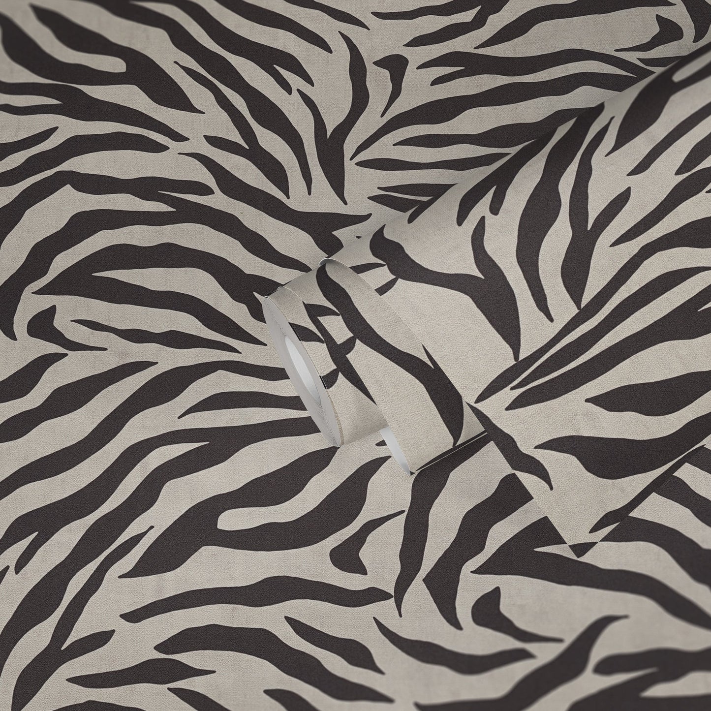 Mustertapete Zebra Muster Beige Schwarz - 10,05 m x 0,53 m