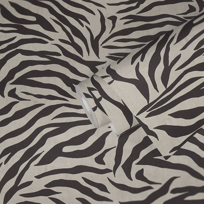 Mustertapete Zebra Muster Beige Schwarz - 10,05 m x 0,53 m