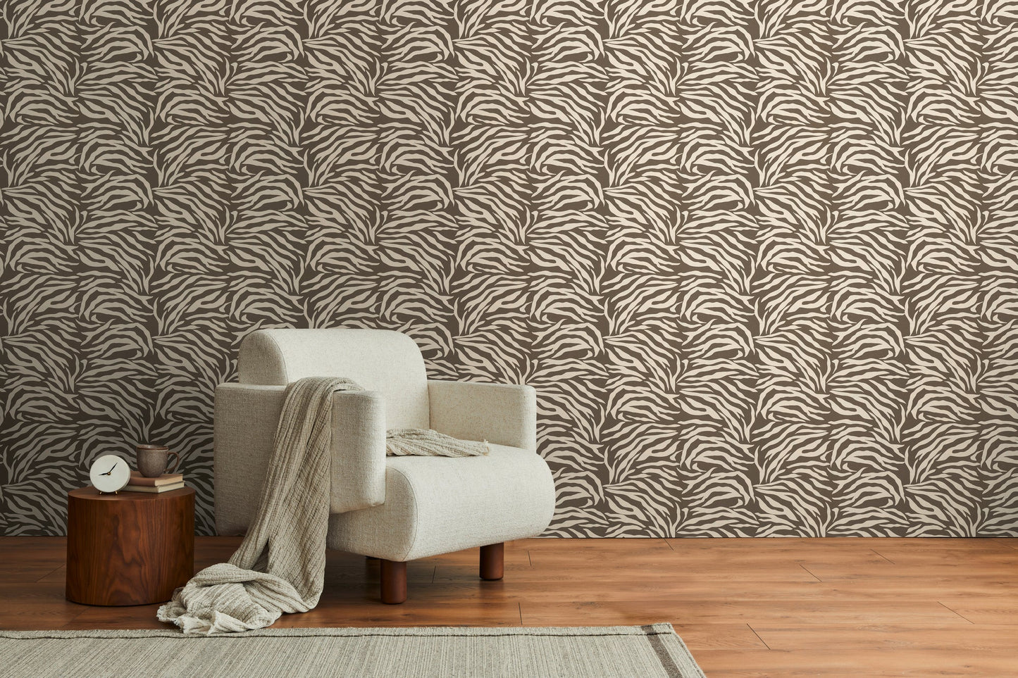 Mustertapete Zebra Muster Braun Beige - 10,05 m x 0,53 m