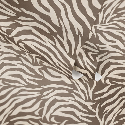 Mustertapete Zebra Muster Braun Beige - 10,05 m x 0,53 m