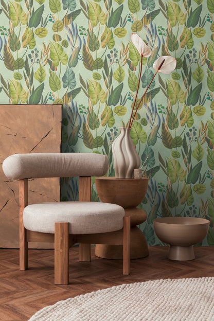 Livingwalls Anna D'Andrea  Blätter Blau Beige - 10,05 m x 0,53 m
