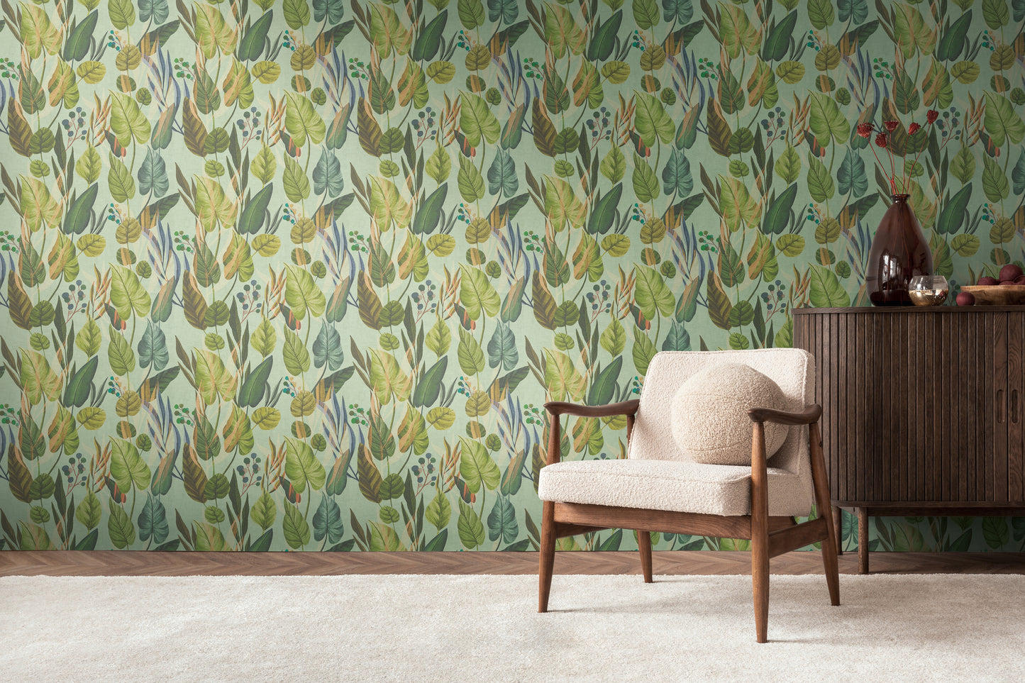 Livingwalls Anna D'Andrea  Blätter Blau Beige - 10,05 m x 0,53 m