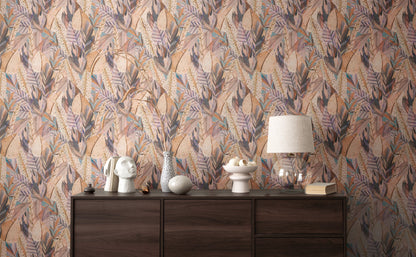 Mustertapete Tropische Blätter Beige Pastell - 10,05 m x 0,53 m