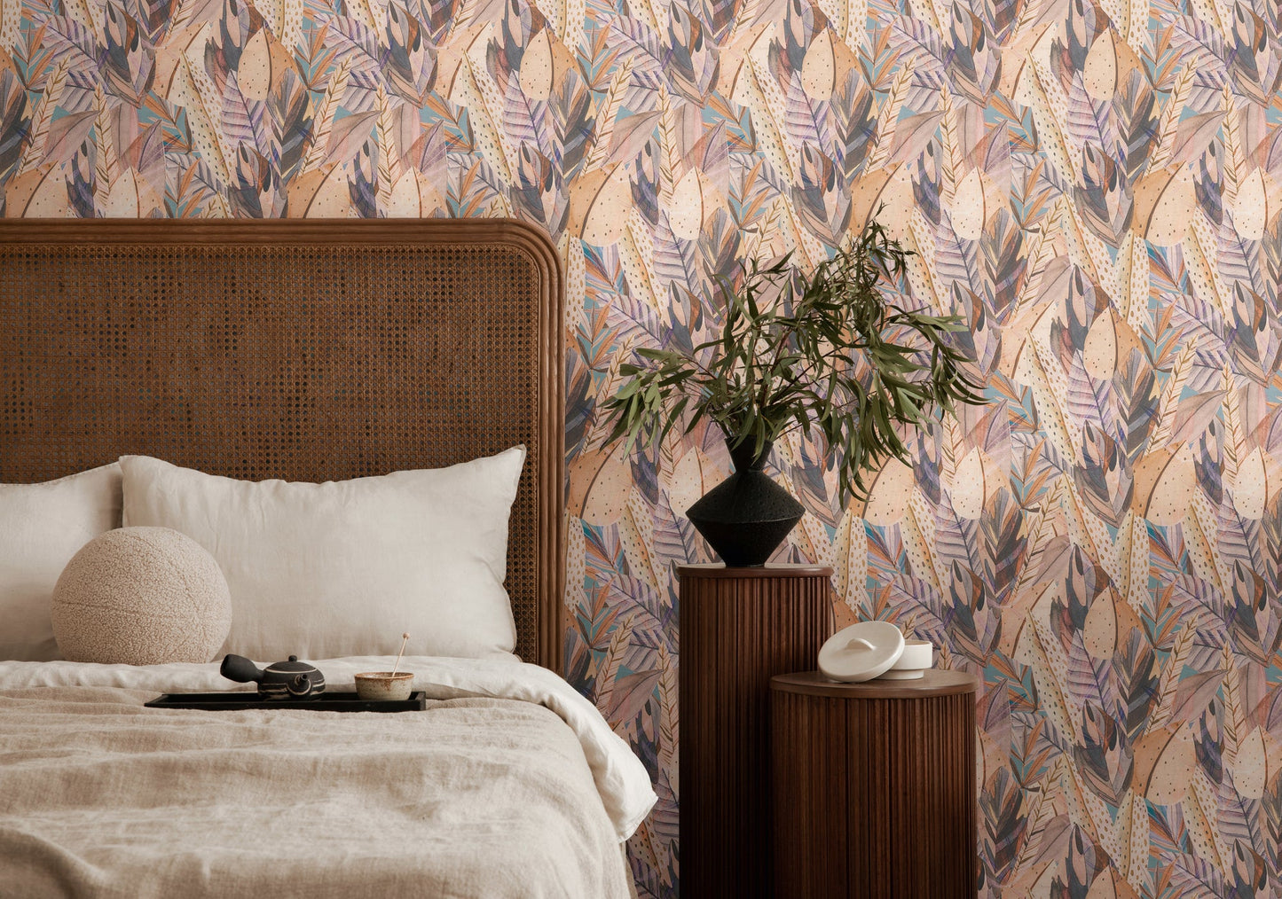 Mustertapete Tropische Blätter Beige Pastell - 10,05 m x 0,53 m