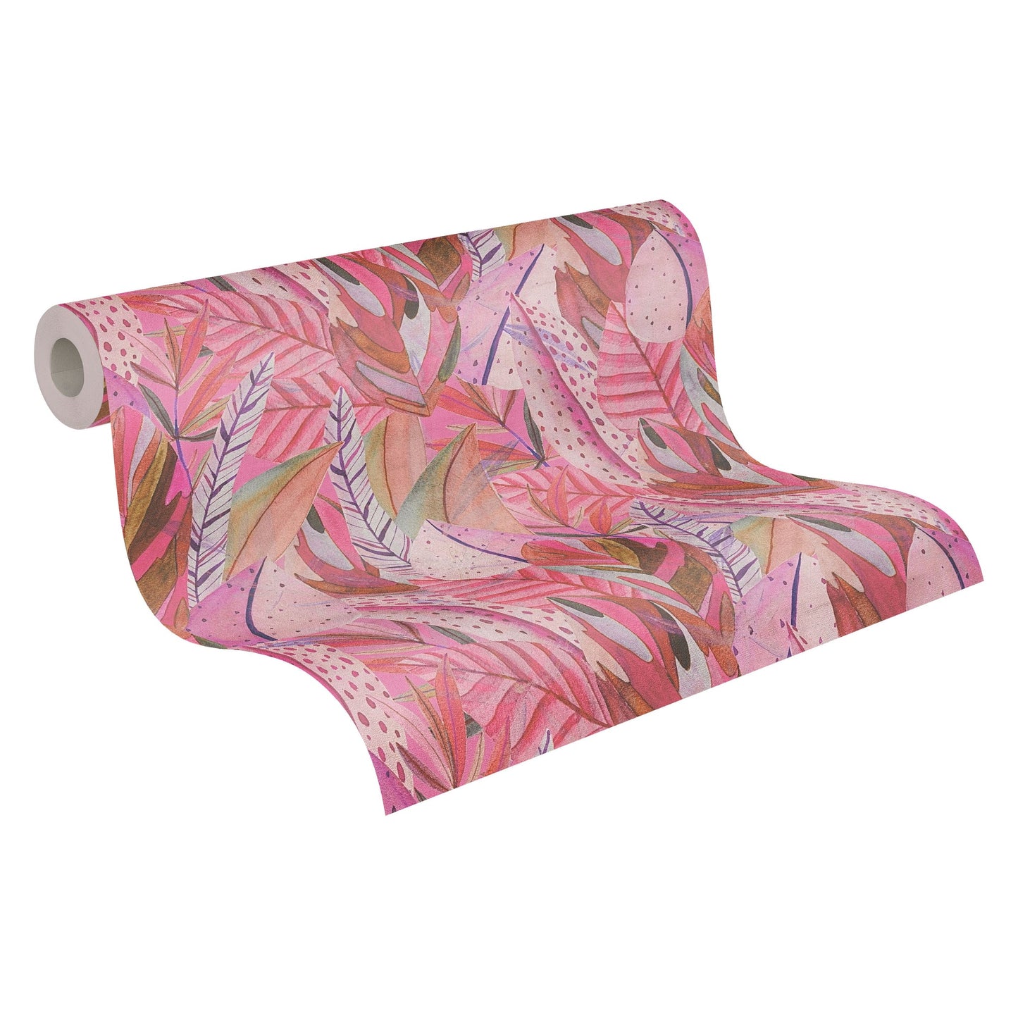 Mustertapete Tropische Blätter Pink - 10,05 m x 0,53 m