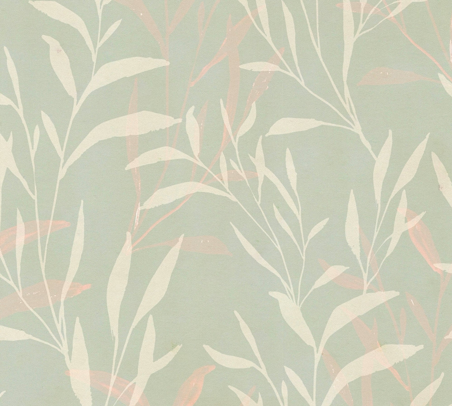 Mustertapete Blätter Mint Beige - 10,05 m x 0,53 m