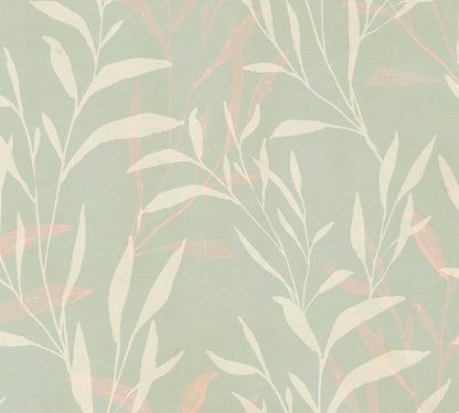 Mustertapete Blätter Mint Beige - 10,05 m x 0,53 m
