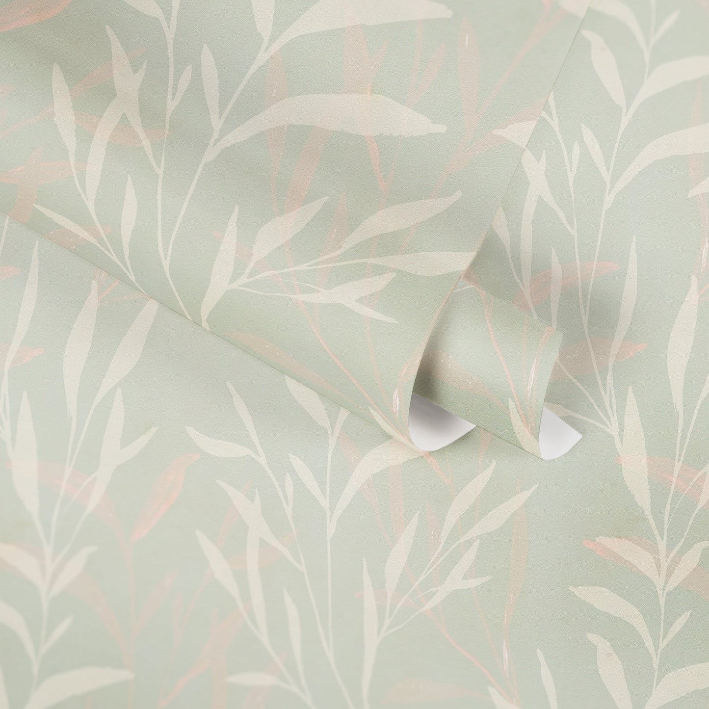 Mustertapete Blätter Mint Beige - 10,05 m x 0,53 m