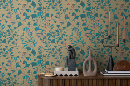 Livingwalls Anna D'Andrea  Blätterranke Braun Blau - 10,05 m x 0,53 m