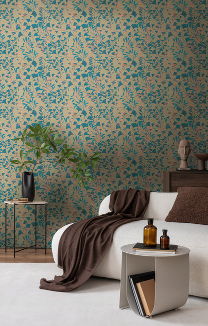 Livingwalls Anna D'Andrea  Blätterranke Braun Blau - 10,05 m x 0,53 m