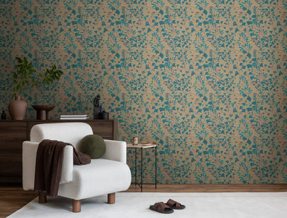 Livingwalls Anna D'Andrea  Blätterranke Braun Blau - 10,05 m x 0,53 m