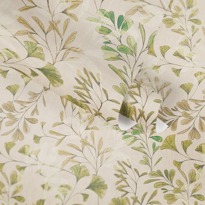 Mustertapete Ginkgo Blätter Beige Grün - 10,05 m x 0,53 m