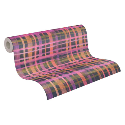 Mustertapete Karo Muster Pink Dunkel - 10,05 m x 0,53 m