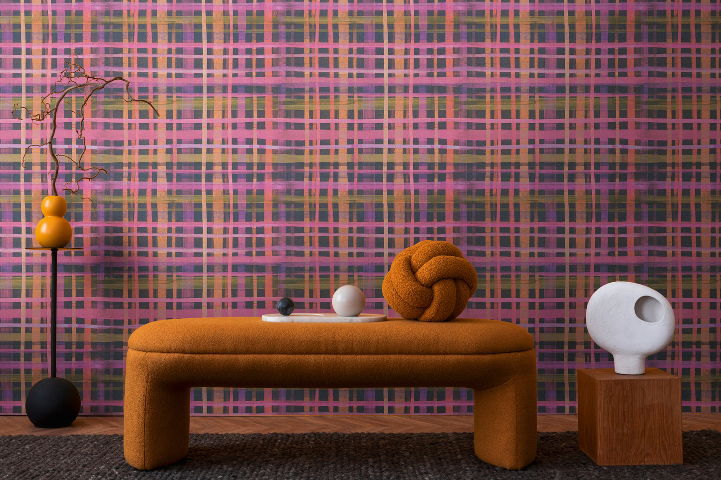 Livingwalls Anna D'Andrea  Karomuster Pink - 10,05 m x 0,53 m