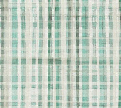Mustertapete Aquarell-Karo Türkis-Grau - 10,05 m x 0,53 m