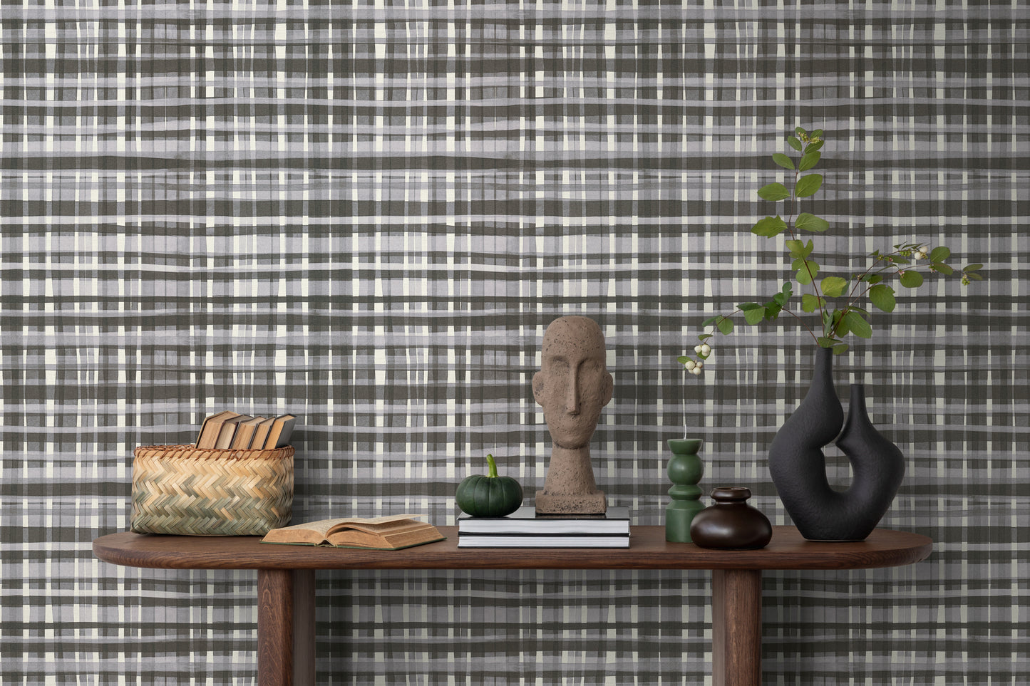 Livingwalls Anna D'Andrea  Karomuster Grau - 10,05 m x 0,53 m