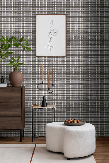 Livingwalls Anna D'Andrea  Karomuster Grau - 10,05 m x 0,53 m