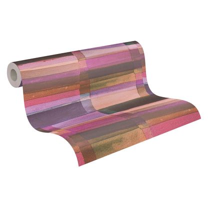 Mustertapete Aquarell-Schichten Beere-Multicolor - 10,05 m x 0,53 m