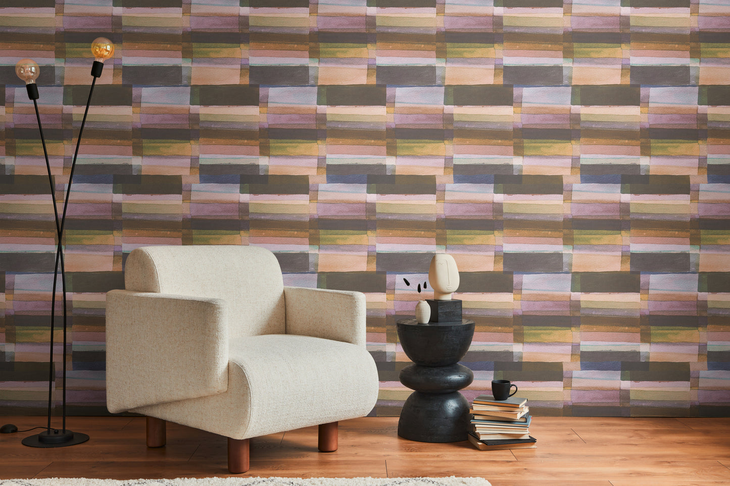 Livingwalls Anna D'Andrea  Streifen Braun Blau - 10,05 m x 0,53 m