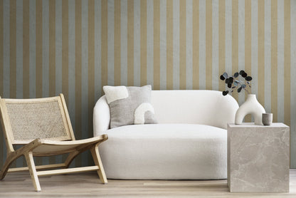 Mustertapete Blockstreifen Beige-Grau - 10,05 m x 0,53 m
