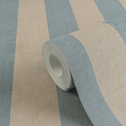 Livingwalls Anna D’Andrea Vliestapete Blockstreifen Hellblau Beige - 10,05 m x 0,53 m