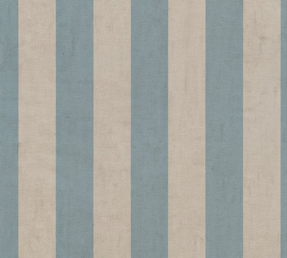 Mustertapete Blockstreifen Blau-Beige - 10,05 m x 0,53 m