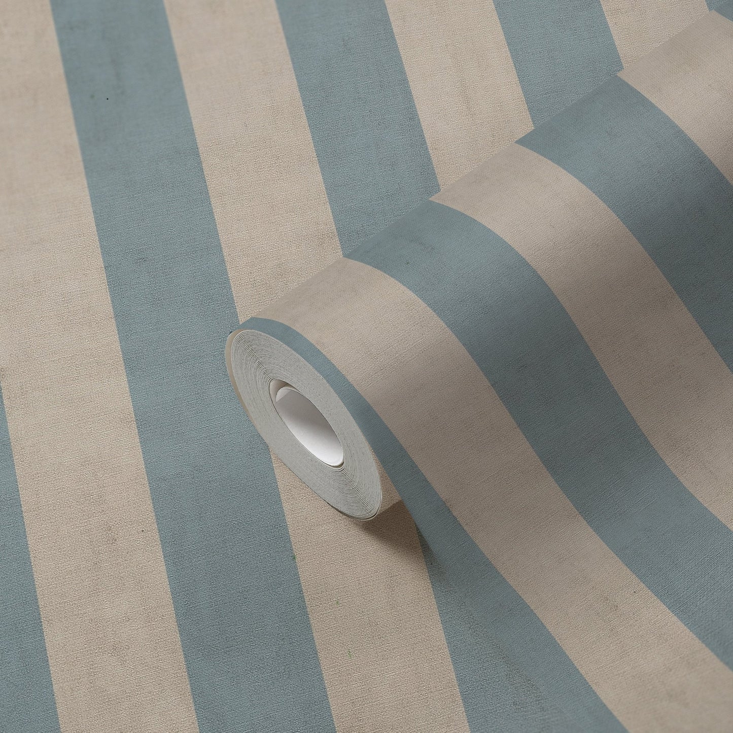 Mustertapete Blockstreifen Blau-Beige - 10,05 m x 0,53 m
